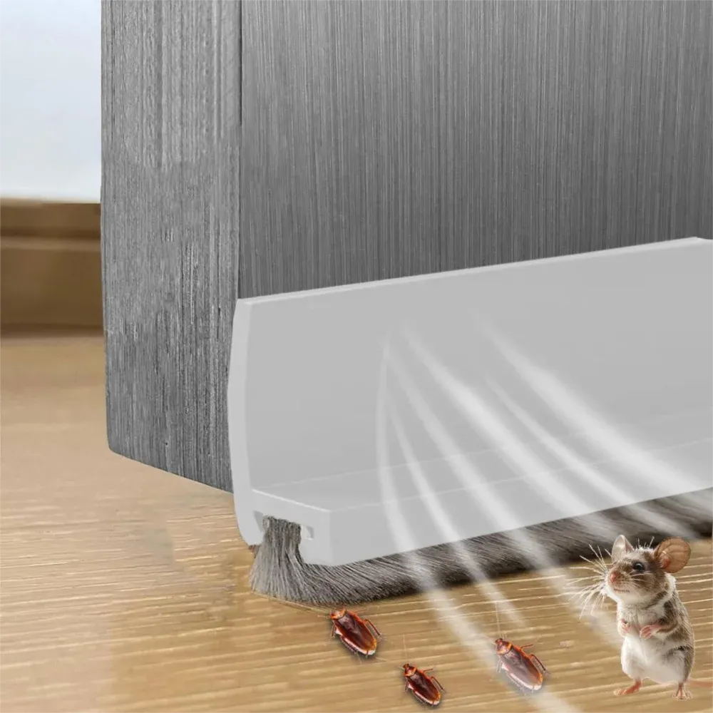 Bande d'étanchéité professionnelle en PVC pour porte, auto-adhésive, avec brosse, insonorisante, 100 cm, pour dortoir 9