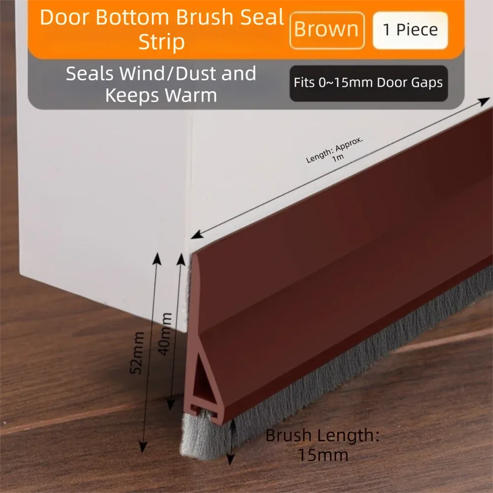 Bande d'étanchéité professionnelle en PVC pour porte, auto-adhésive, avec brosse, insonorisante, 100 cm, pour dortoir 11