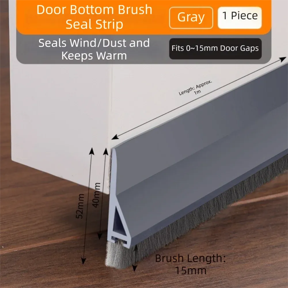 Bande d'étanchéité professionnelle en PVC pour porte, auto-adhésive, avec brosse, insonorisante, 100 cm, pour dortoir 14