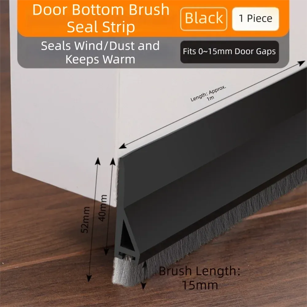 Bande d'étanchéité professionnelle en PVC pour porte, auto-adhésive, avec brosse, insonorisante, 100 cm, pour dortoir 13