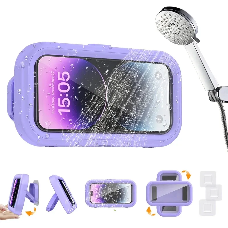 Support de téléphone de douche étanche, angle de rotation réglable, support mural télescopique pour salle de bains et cuisine