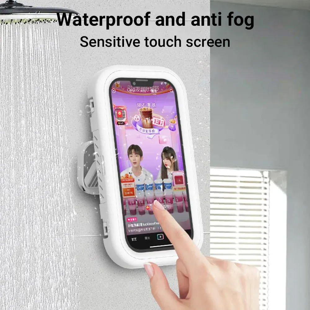 Support de téléphone de douche étanche, angle de rotation réglable, support mural télescopique pour salle de bains et cuisine 6