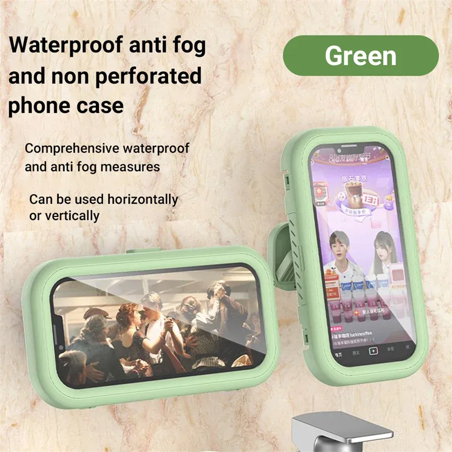 Support de téléphone de douche étanche, angle de rotation réglable, support mural télescopique pour salle de bains et cuisine 7