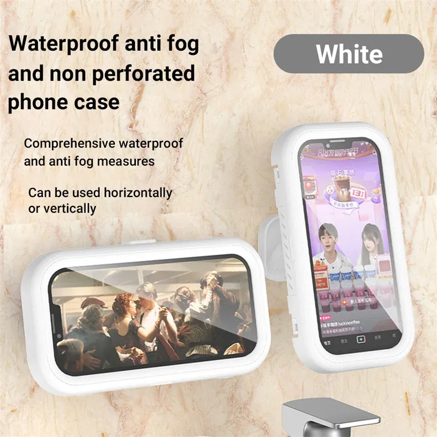 Support de téléphone de douche étanche, angle de rotation réglable, support mural télescopique pour salle de bains et cuisine 10
