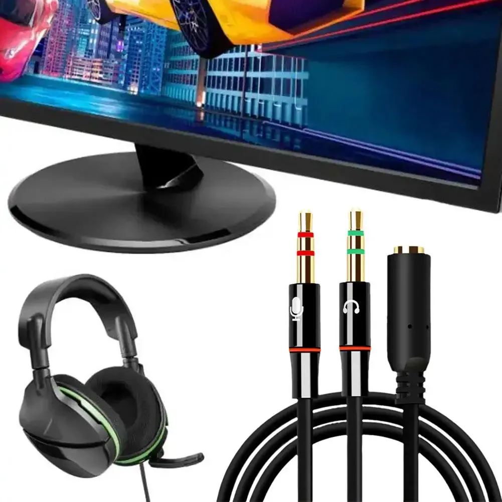 Répartiteur audio Y pour microphone et écouteurs, adaptateur 3,5 mm femelle vers 2 x 3,5 mm mâle, compatible ordinateur 2