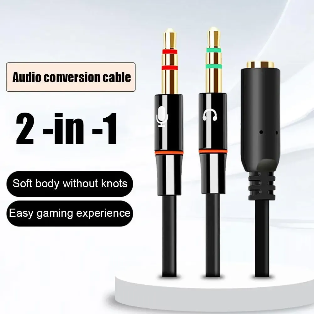 Répartiteur audio Y pour microphone et écouteurs, adaptateur 3,5 mm femelle vers 2 x 3,5 mm mâle, compatible ordinateur