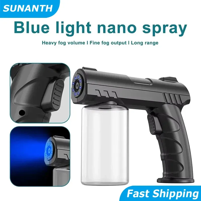 Bouteille vaporisateur rechargeable USB 280 ml, lumière bleue nano, pulvérisateur électrique portable pour barbier, désinfection domestique - Image 1