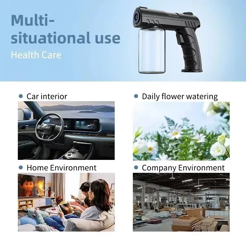 Bouteille vaporisateur rechargeable USB 280 ml, lumière bleue nano, pulvérisateur électrique portable pour barbier, désinfection domestique 2