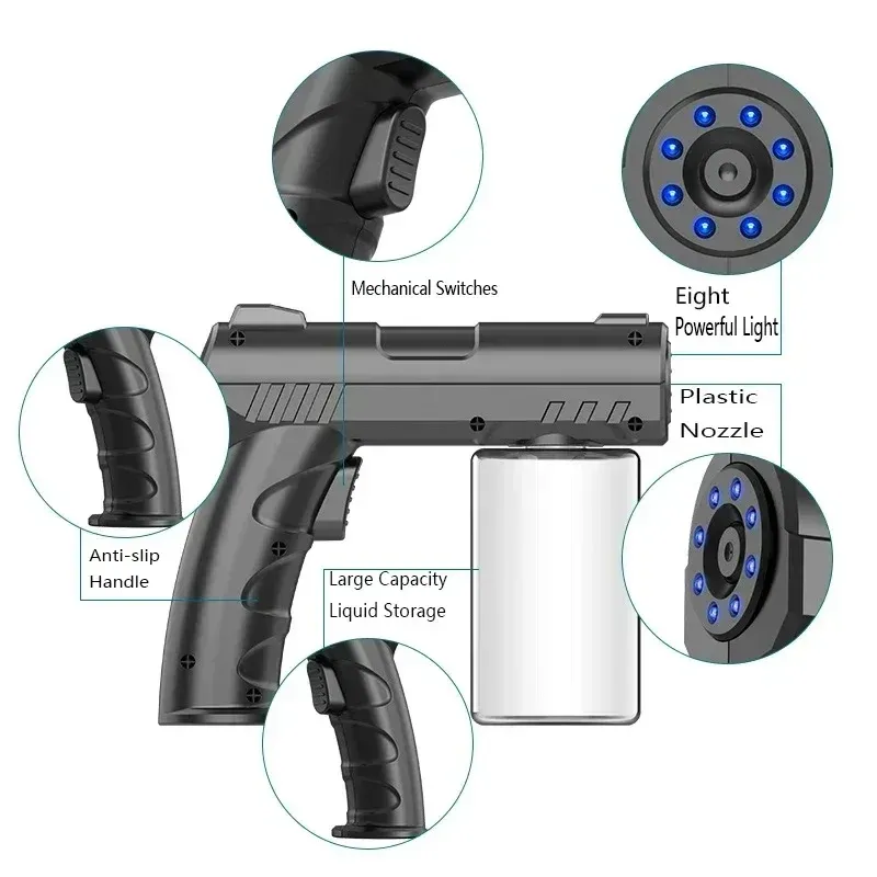 Bouteille vaporisateur rechargeable USB 280 ml, lumière bleue nano, pulvérisateur électrique portable pour barbier, désinfection domestique 3