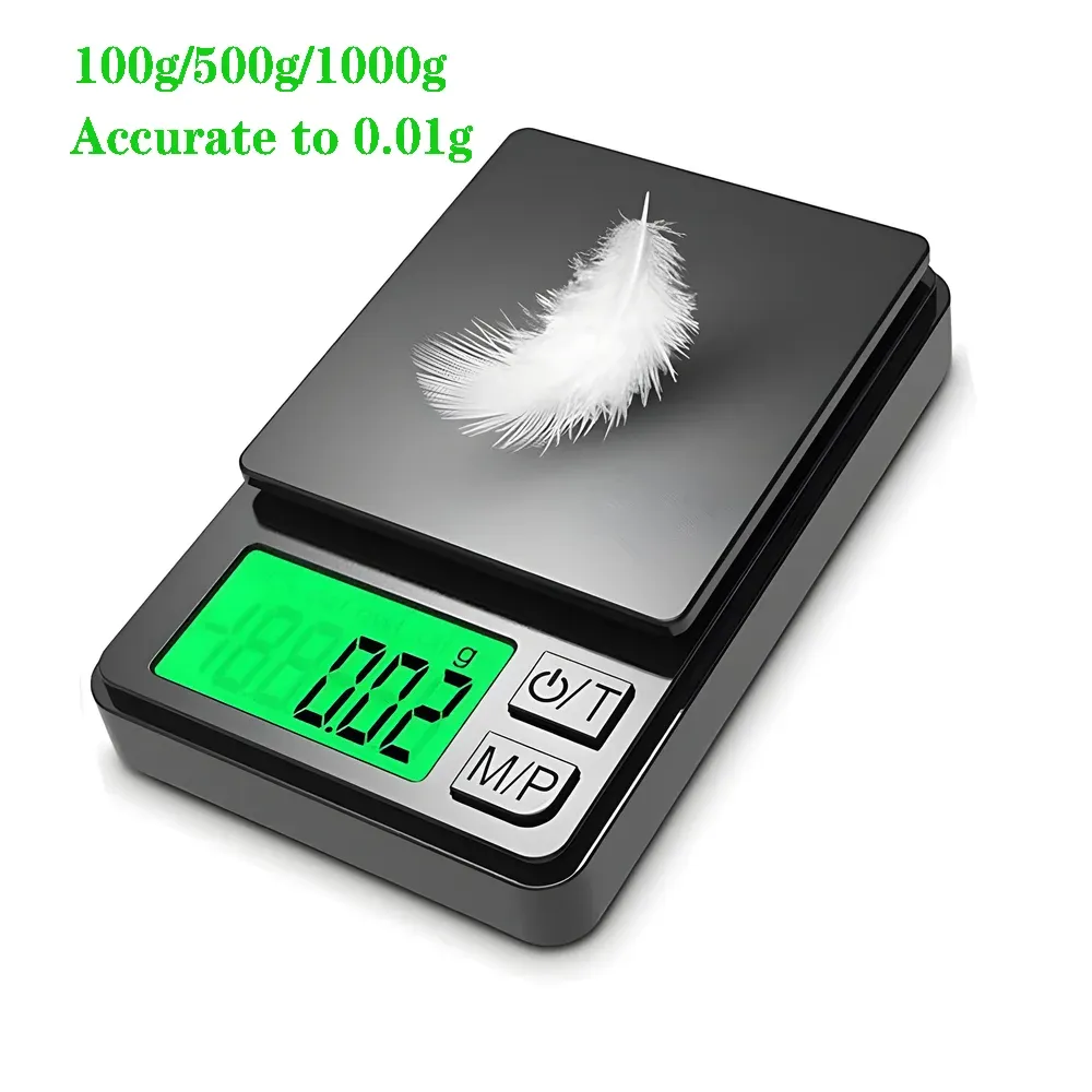 Balance de poche de précision 1000 g x 0,01 g – Balance numérique pour aliments et bijoux, écran LCD rétroéclairé, format voyage - Image 1