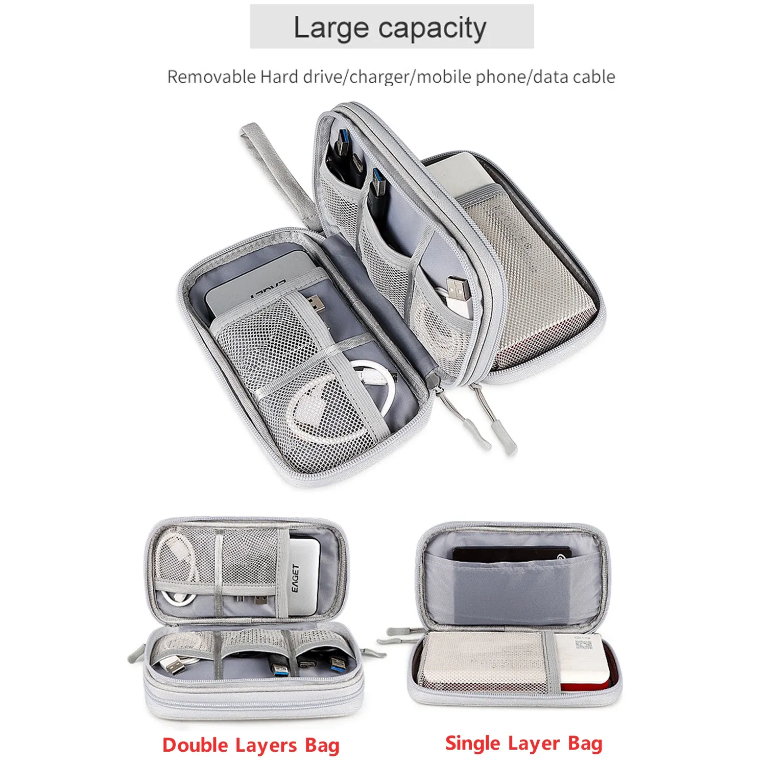 Étui de rangement portable et étanche pour câbles de données et chargeurs USB 3