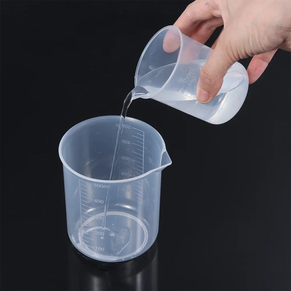 Bécher gradué en plastique pour la mesure, gobelet de laboratoire, accessoire de pâtisserie et de cuisine, outil de mesure, 50 ml, 150 ml, 250 ml, 500 ml, lot de 1 ou 4 pièces 2