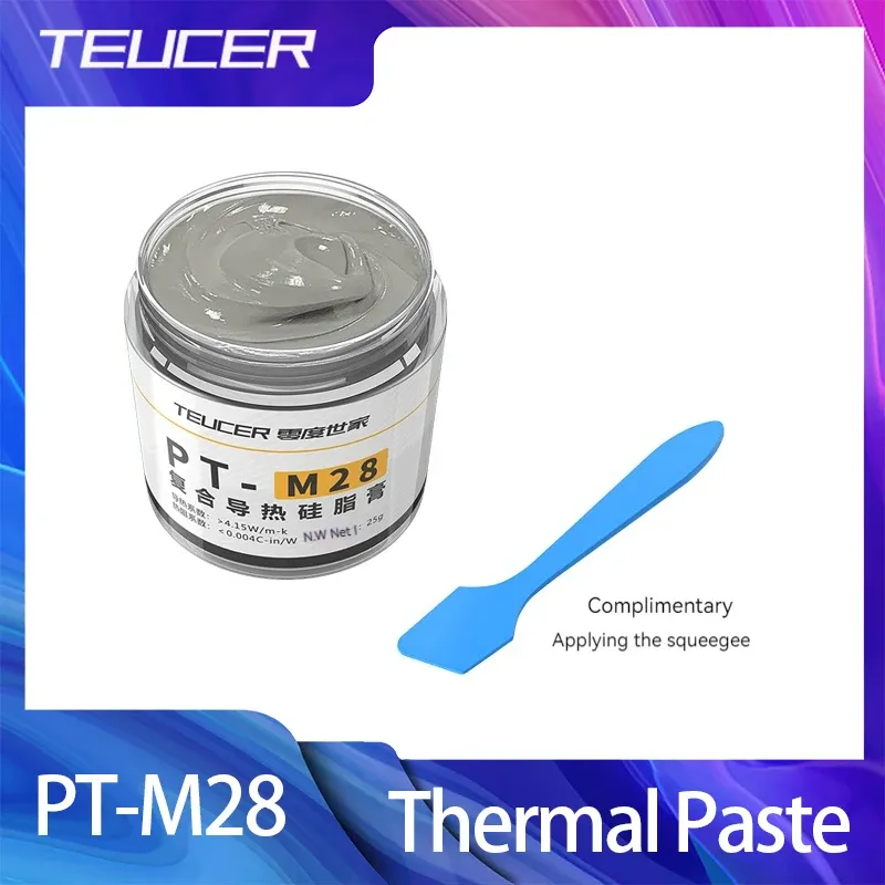 Pâte thermique conductrice TEUCER PT-M28 en silicone pour processeur CPU et dissipateur thermique