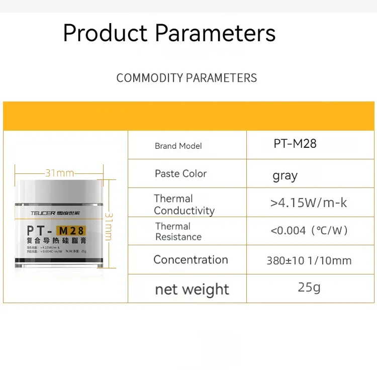Pâte thermique TEUCER PT-M28, finition et qualité