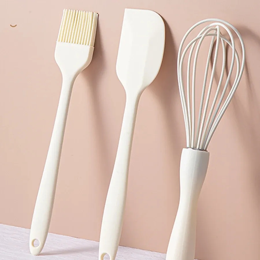 Ensemble d'ustensiles de cuisine en silicone : spatule à pâtisserie, racloir, fouet à œufs et pinceau à huile pour barbecue 8