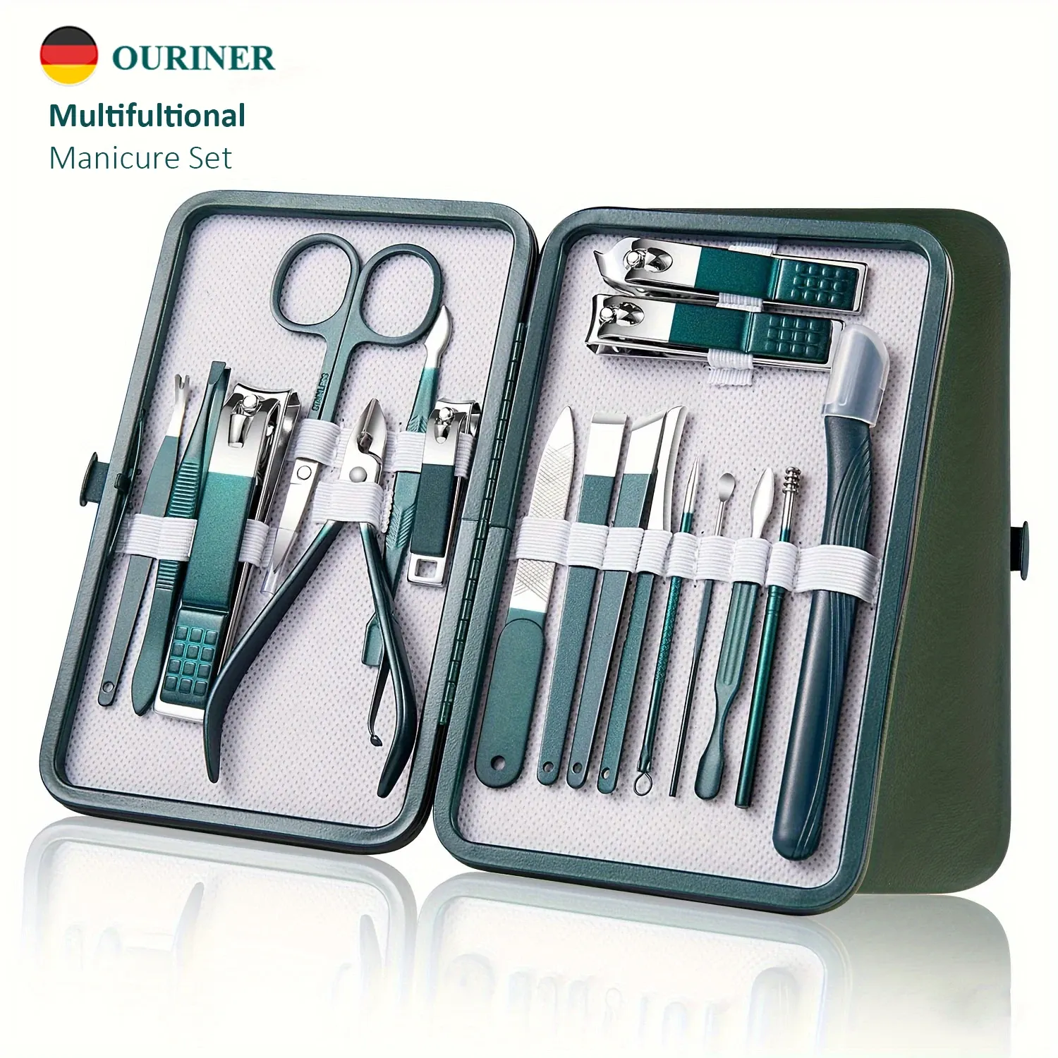 Kit de manucure et pédicure professionnel en acier inoxydable avec étui de voyage, 7 à 18 pièces