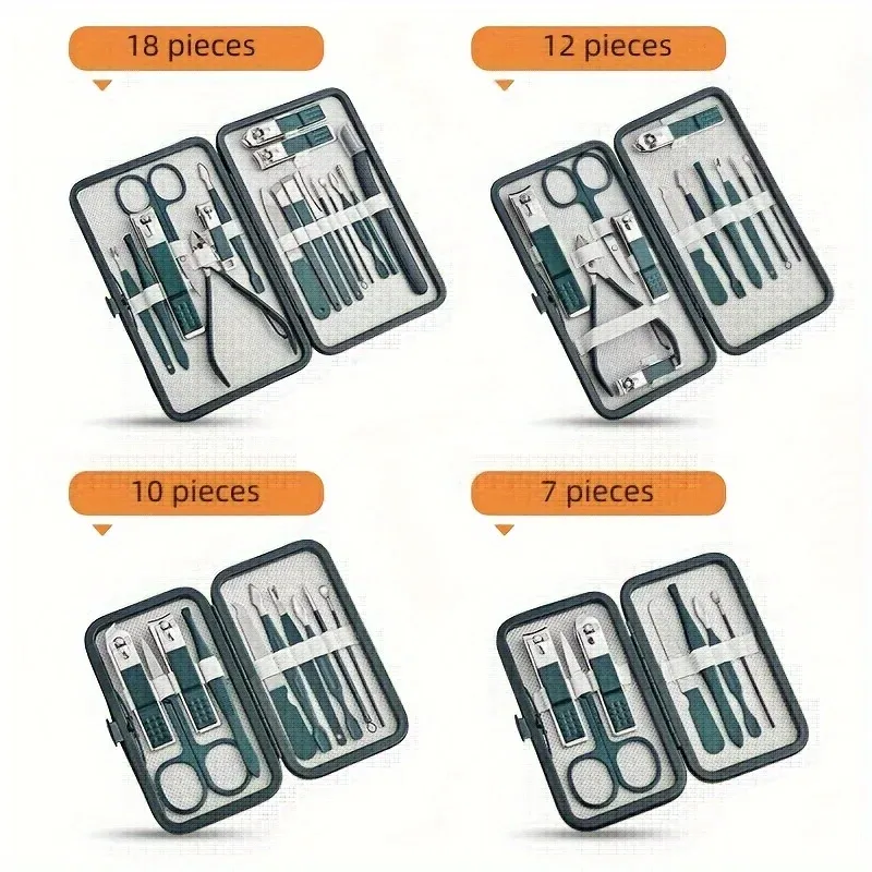 Kit de manucure et pédicure professionnel en acier inoxydable avec étui de voyage, 7 à 18 pièces 6