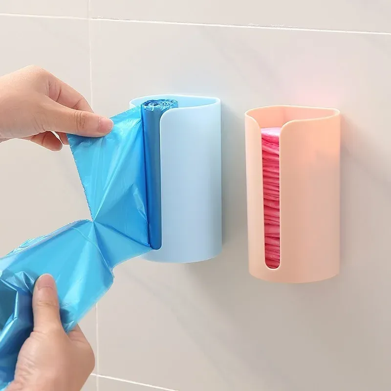 Distributeur mural de sacs plastiques pour cuisine, support de rangement extractible pour sacs poubelles, 1 pièce 4