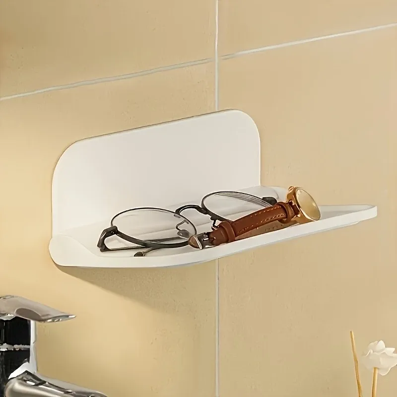 Étagère de rangement pliable murale sans perçage - Étagère de rangement pliable en plastique, adaptée pour la salle de bain, la cuisine, la chambre à coucher, le bureau 3
