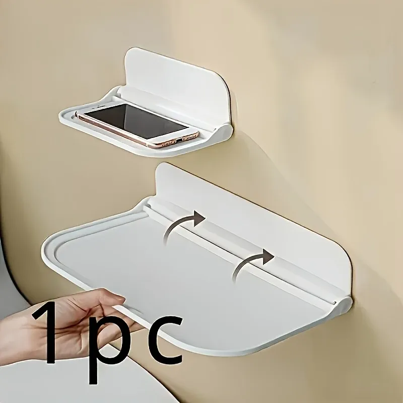 Étagère de rangement pliable murale sans perçage - Étagère de rangement pliable en plastique, adaptée pour la salle de bain, la cuisine, la chambre à coucher, le bureau 5