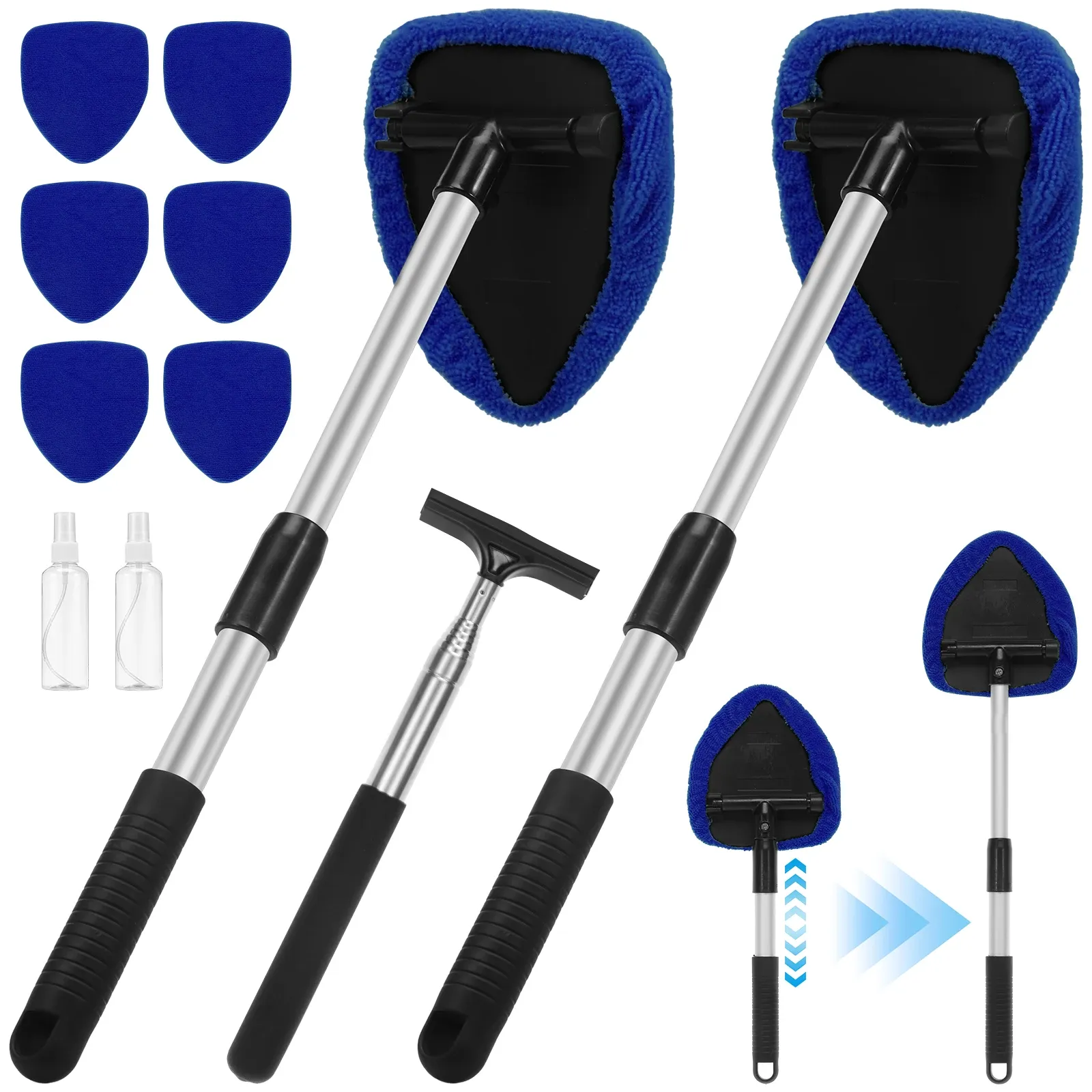 Brosse télescopique en microfibre pour nettoyage de pare-brise et vitres de voiture - Image 1