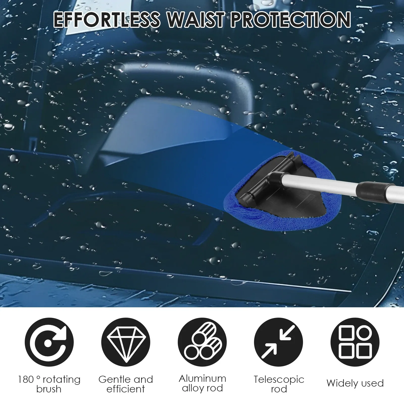 Brosse télescopique en microfibre pour nettoyage de pare-brise et vitres de voiture 2