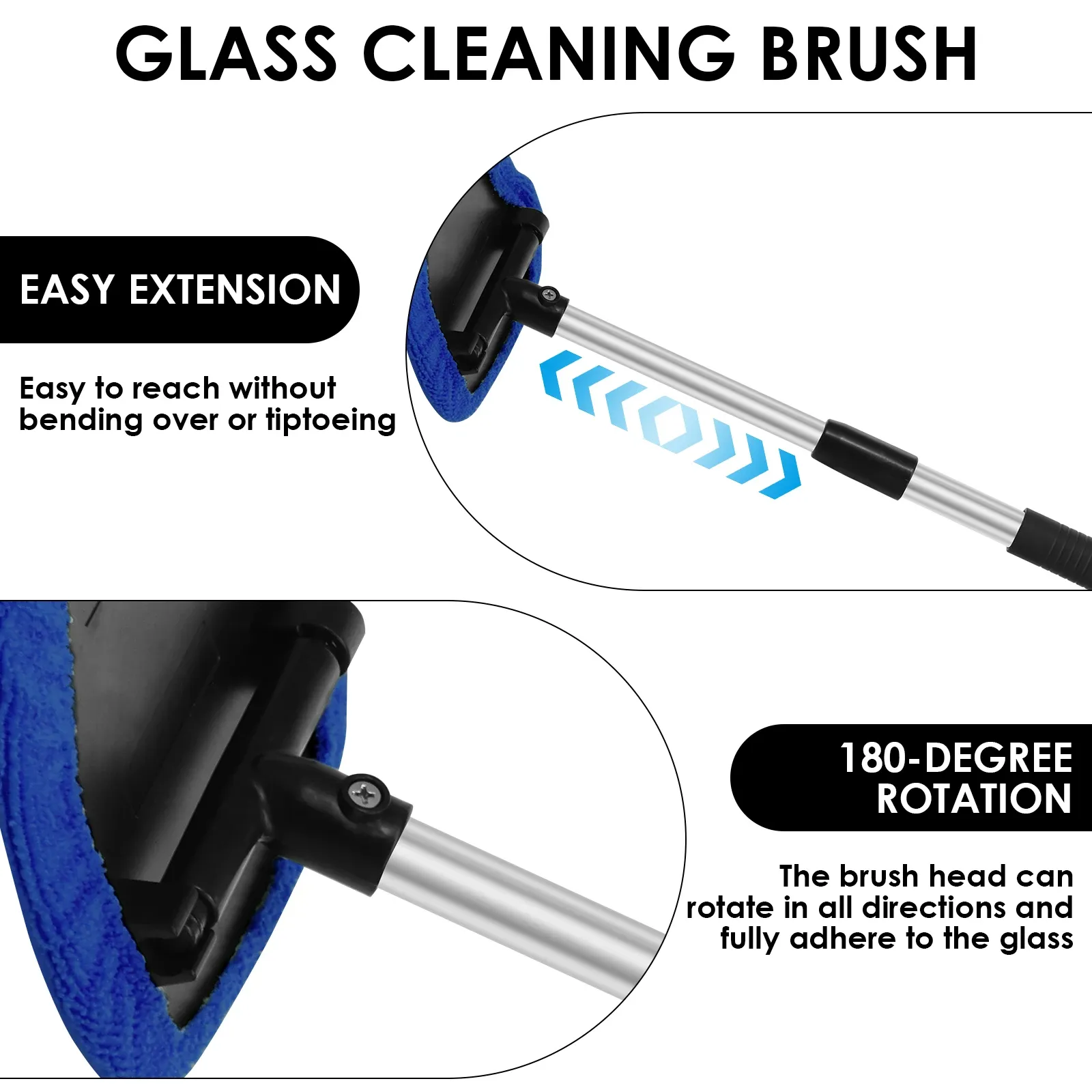Brosse télescopique en microfibre pour nettoyage de pare-brise et vitres de voiture 6
