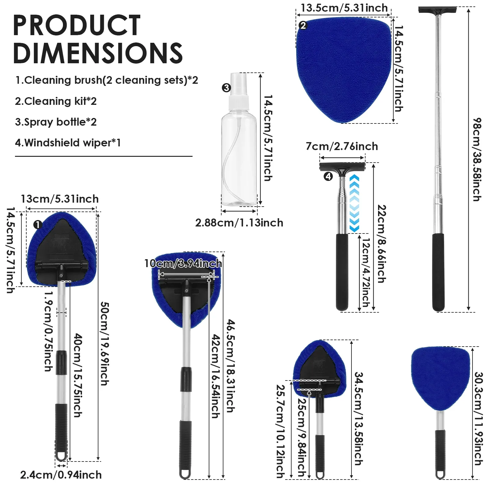 Brosse télescopique en microfibre pour nettoyage de pare-brise et vitres de voiture 8