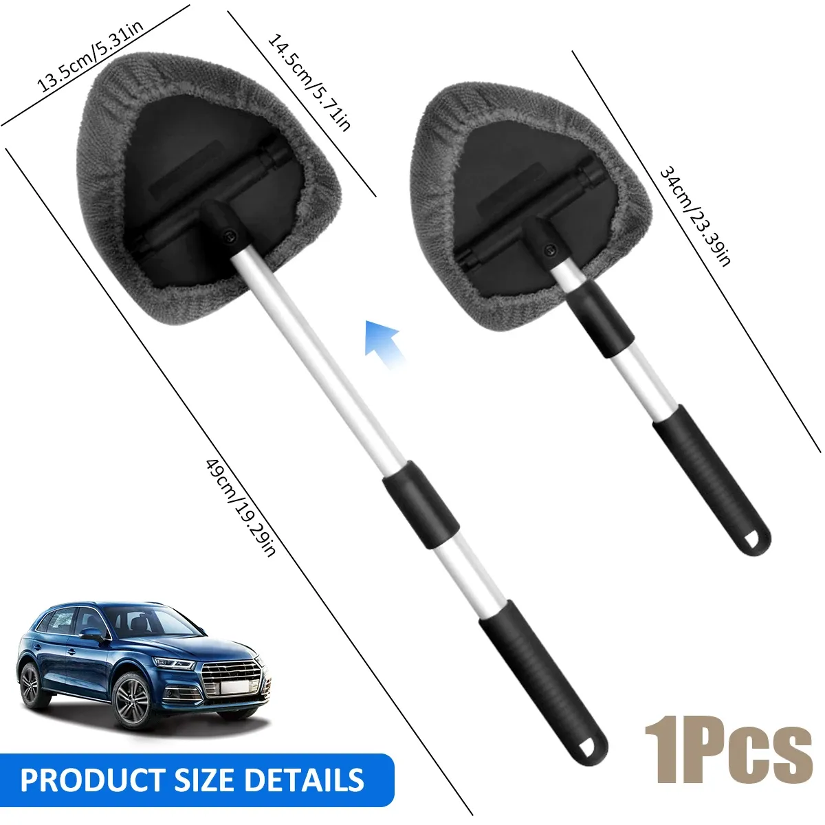 Brosse télescopique en microfibre pour nettoyage de pare-brise et vitres de voiture 9