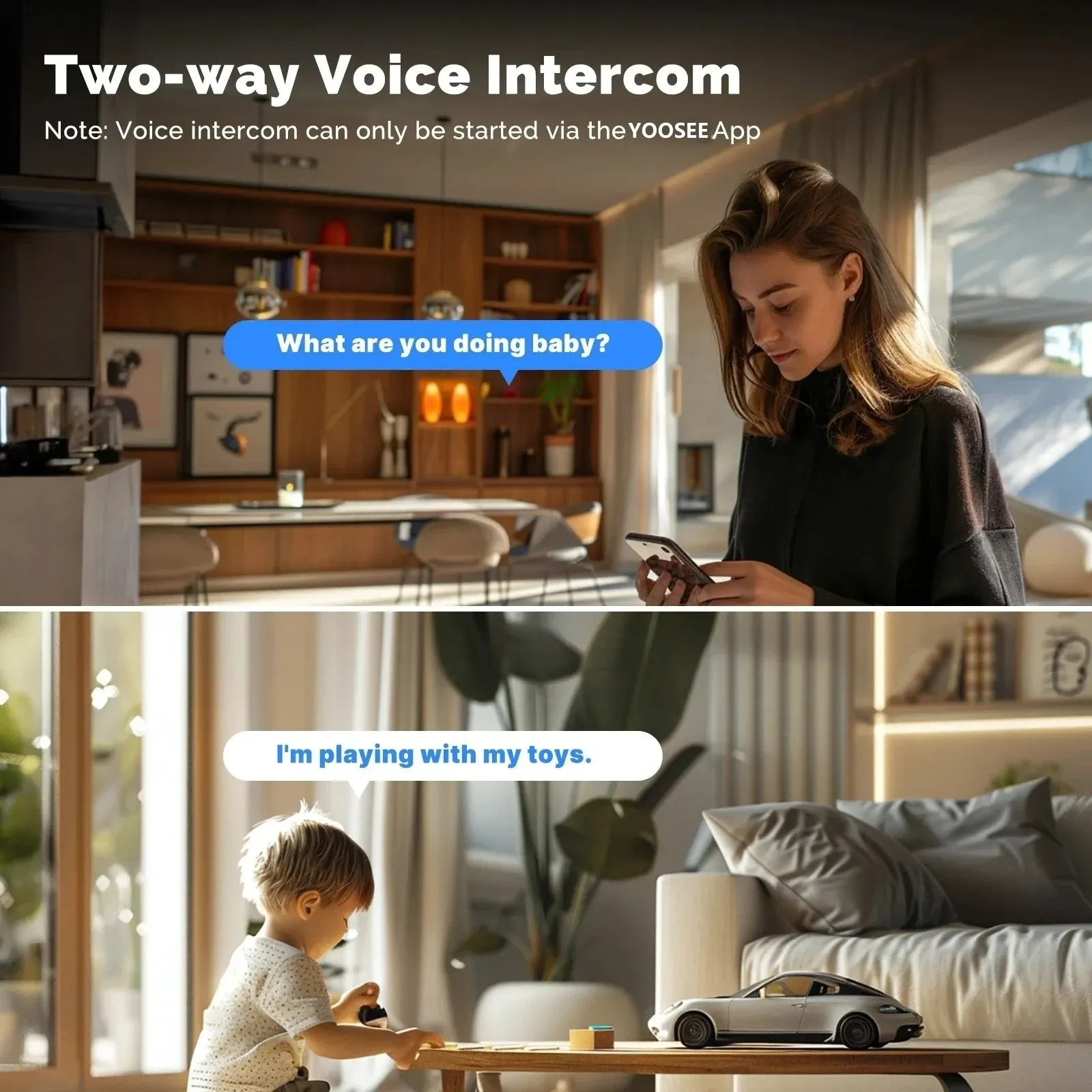 Caméra IP WiFi 8MP double objectif avec support réglable, caméra de surveillance sans fil ONVIF, zoom 10x, compatible moniteur bébé YOOSEE 4