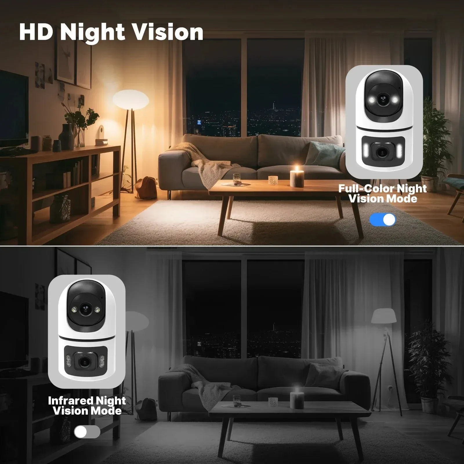 Caméra IP WiFi 8MP double objectif avec support réglable, caméra de surveillance sans fil ONVIF, zoom 10x, compatible moniteur bébé YOOSEE 5