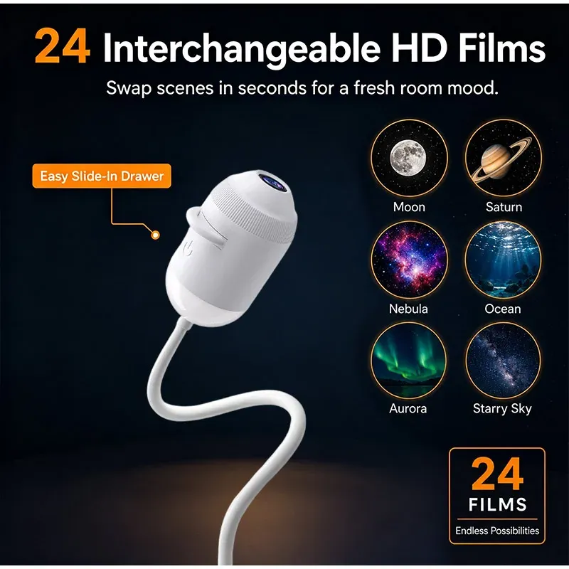 Projecteur de ciel étoilé USB 360° pour voiture et maison, veilleuse Galaxy réglable 3