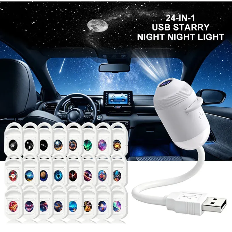 Projecteur de ciel étoilé USB 360° pour voiture et maison, veilleuse Galaxy réglable 6