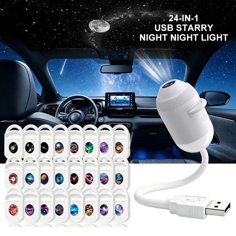 Projecteur de ciel étoilé USB 360° pour voiture et maison, veilleuse Galaxy réglable 8