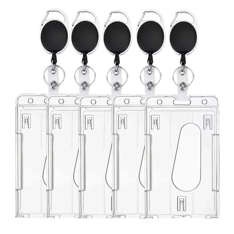 Porte-badge rétractable à clip pour cartes de crédit, avec housse pour carte d'identité, lot de 1 à 5 pièces 3