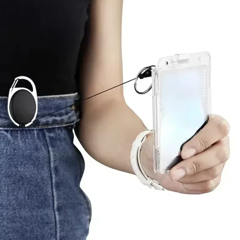 Porte-badge rétractable à clip pour cartes de crédit, avec housse pour carte d'identité, lot de 1 à 5 pièces 2