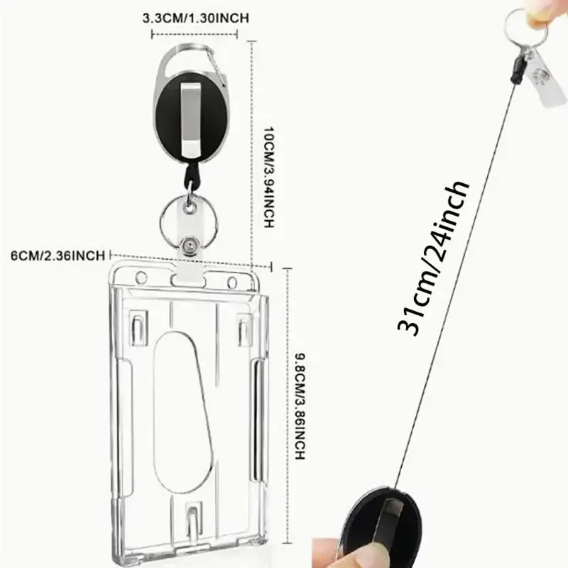 Porte-badge rétractable à clip pour cartes de crédit, avec housse pour carte d'identité, lot de 1 à 5 pièces 6