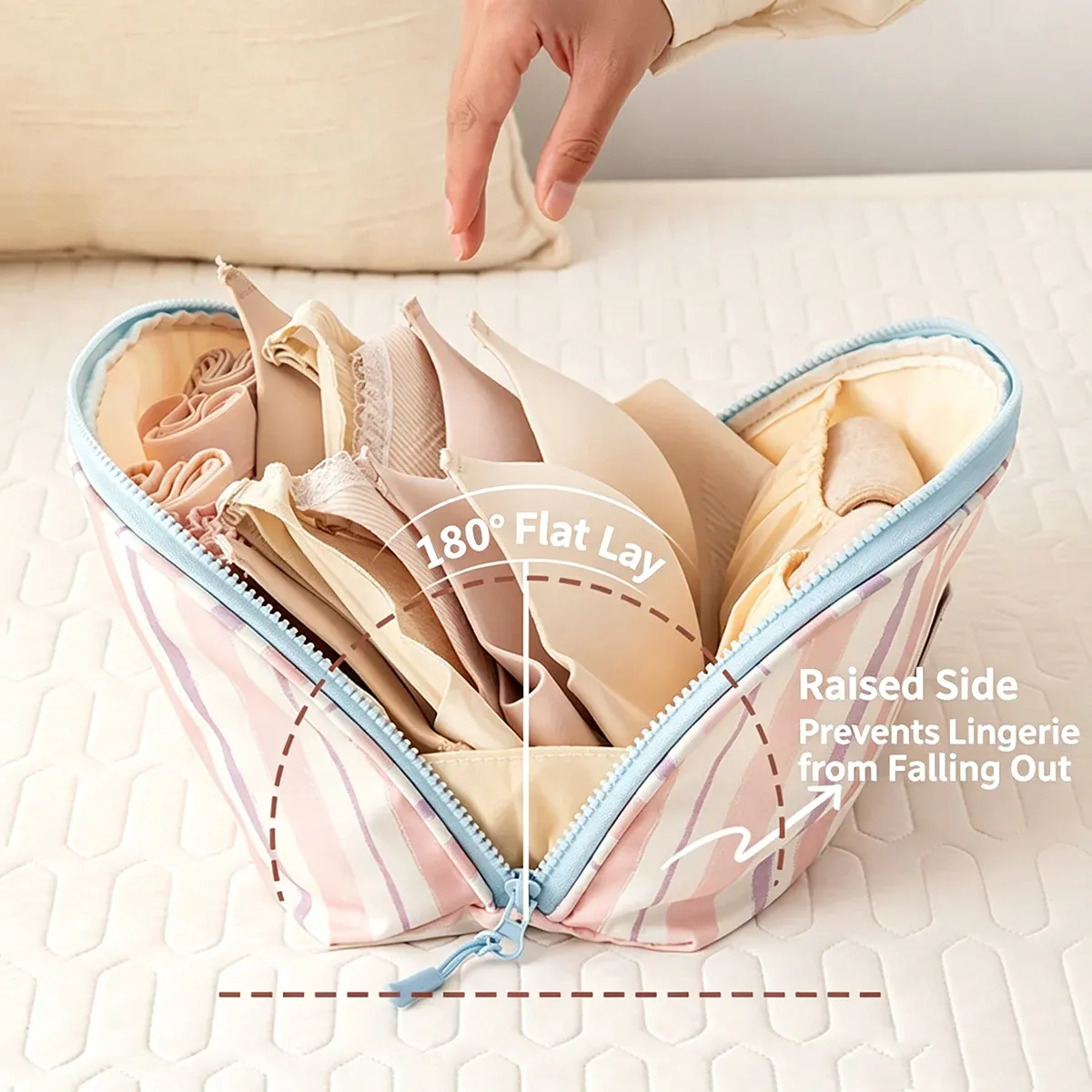 Sac de rangement de voyage en tissu Oxford pour sous-vêtements, chaussettes et soutiens-gorge 3