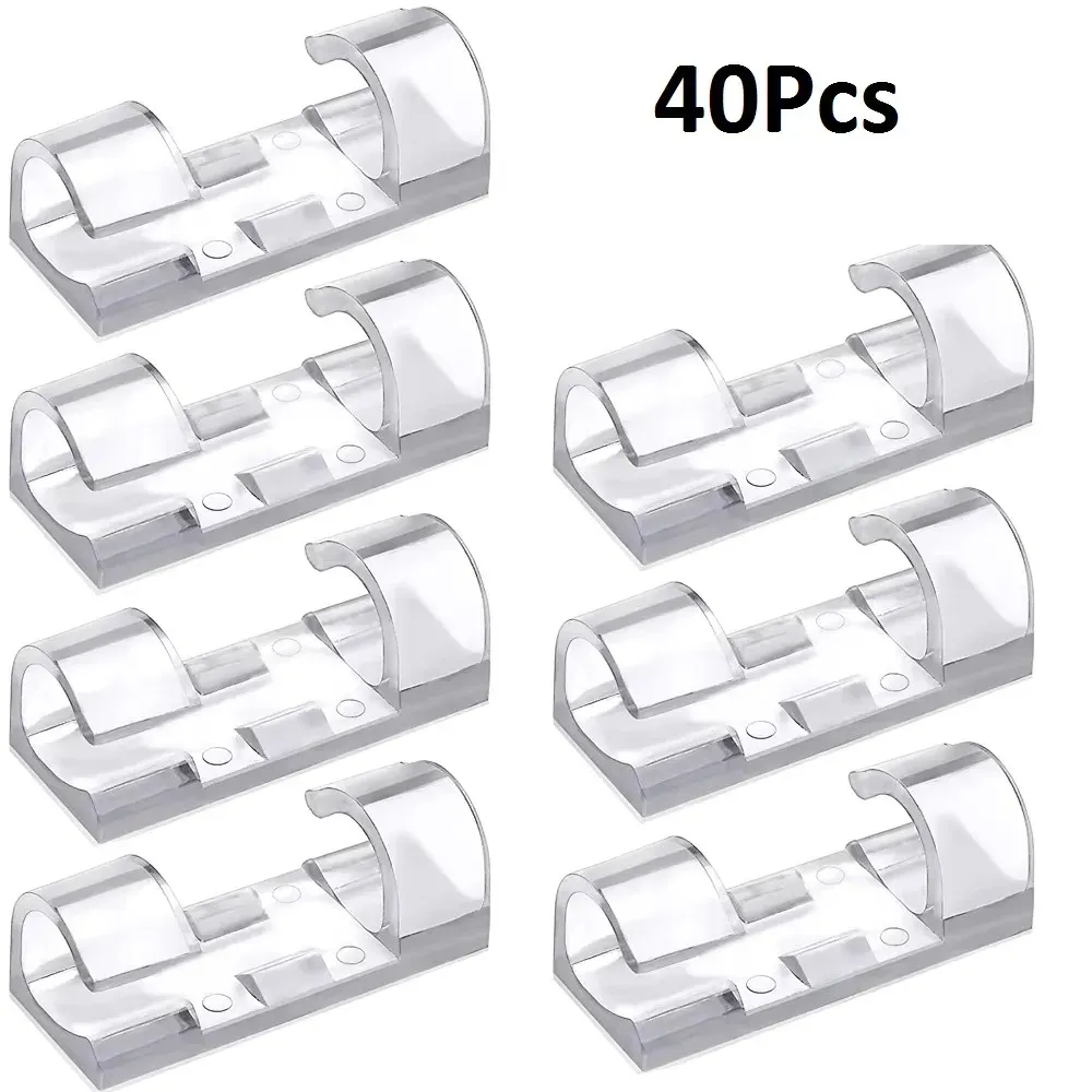 Organisateur de câbles auto-adhésifs, clips gestionnaires de fils en ABS, support de cordon pour bureau, enrouleur de câbles USB 7