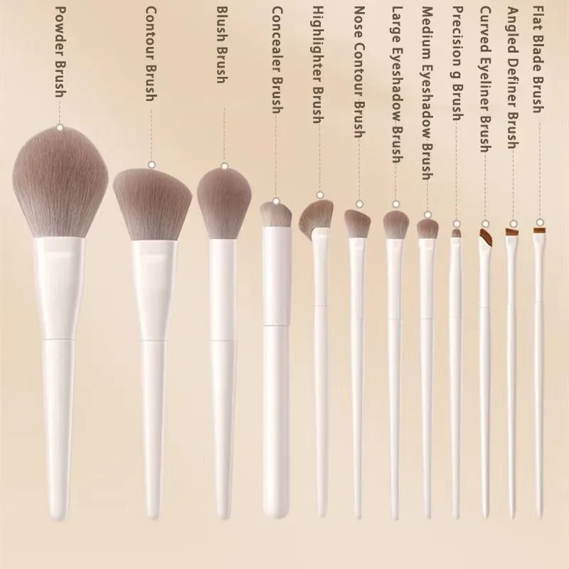 Ensemble de 12 pinceaux de maquillage pour le visage : fond de teint, anticernes, poudre, fard à paupières et blush 7