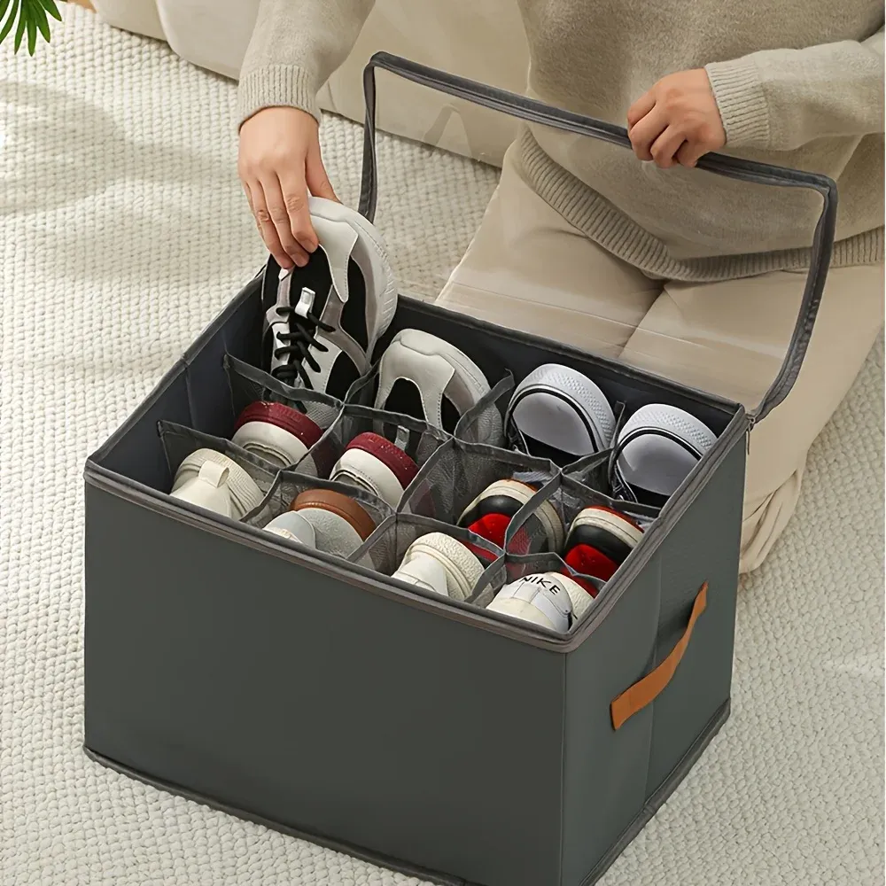 Boîte de rangement pliable en tissu avec couvercle anti-poussière pour vêtements et accessoires, organisateur multifonctionnel pour la maison