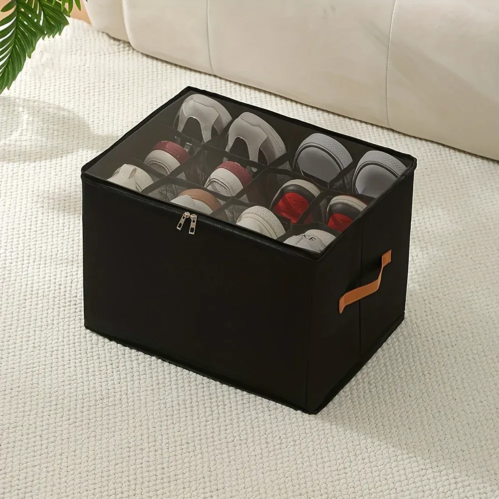 Boîte de rangement pliable en tissu avec couvercle anti-poussière pour vêtements et accessoires, organisateur multifonctionnel pour la maison 7