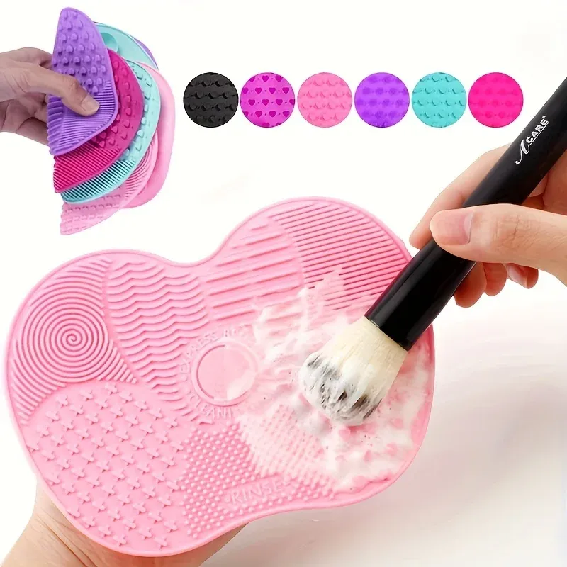 Tampon de nettoyage portable en silicone pour pinceaux de maquillage, avec ventouse 3