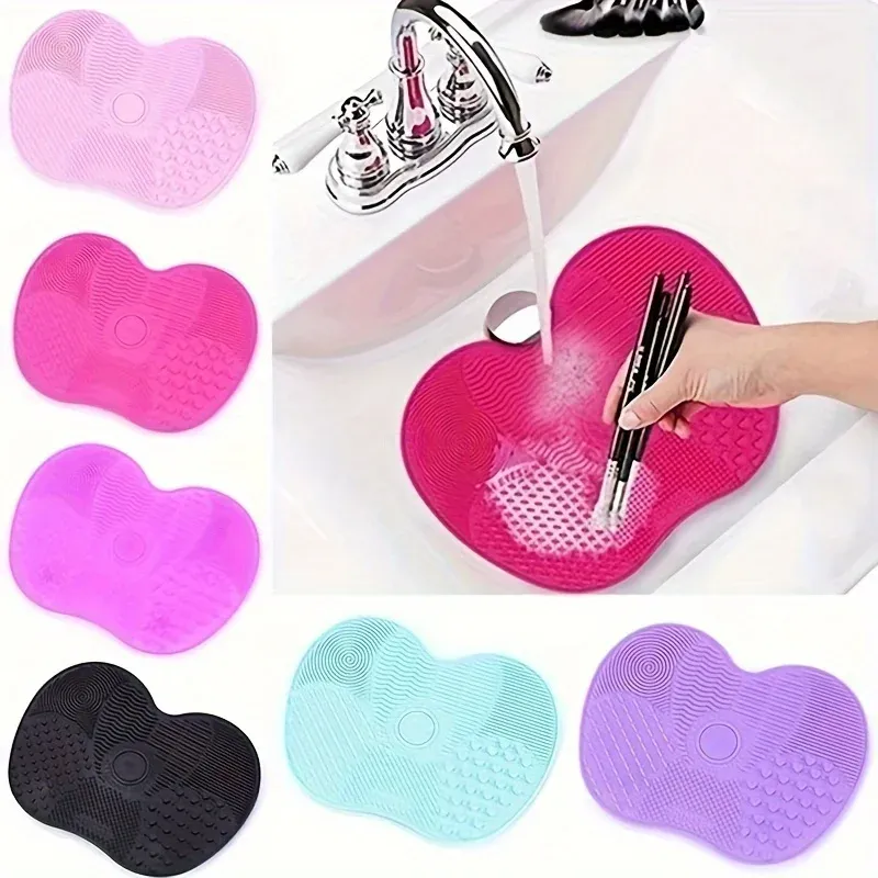 Tampon de nettoyage de pinceaux de maquillage en silicone portatif