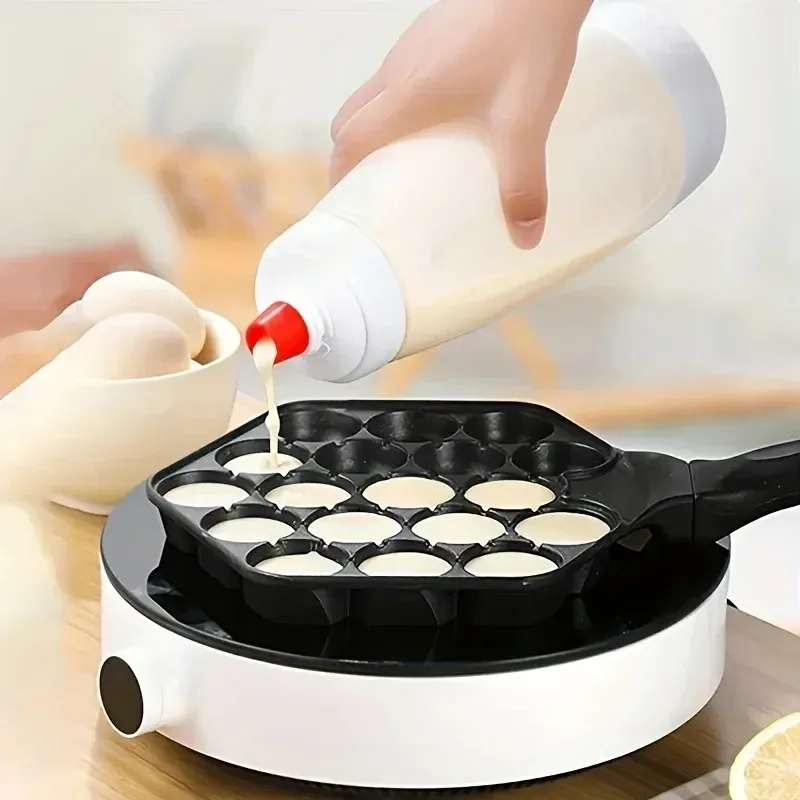 Bouteille mélangeuse pour pâte à crêpes avec boule mélangeuse intégrée et fouet métallique, distributeur manuel de pâte pour crêpes, cupcakes et muffins