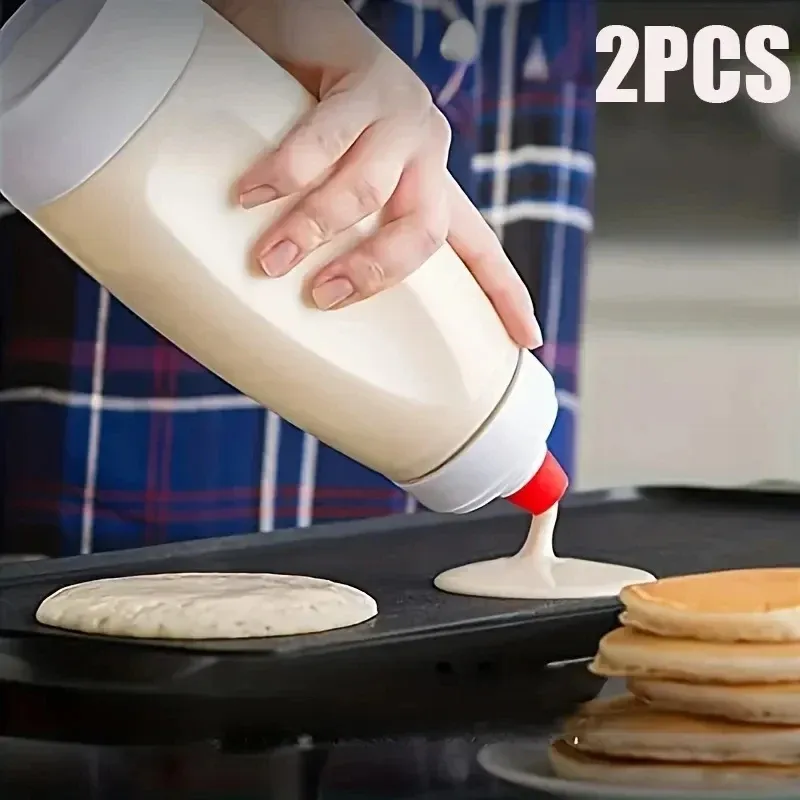 Bouteille mélangeuse pour pâte à crêpes avec boule mélangeuse intégrée et fouet métallique, distributeur manuel de pâte pour crêpes, cupcakes et muffins 2