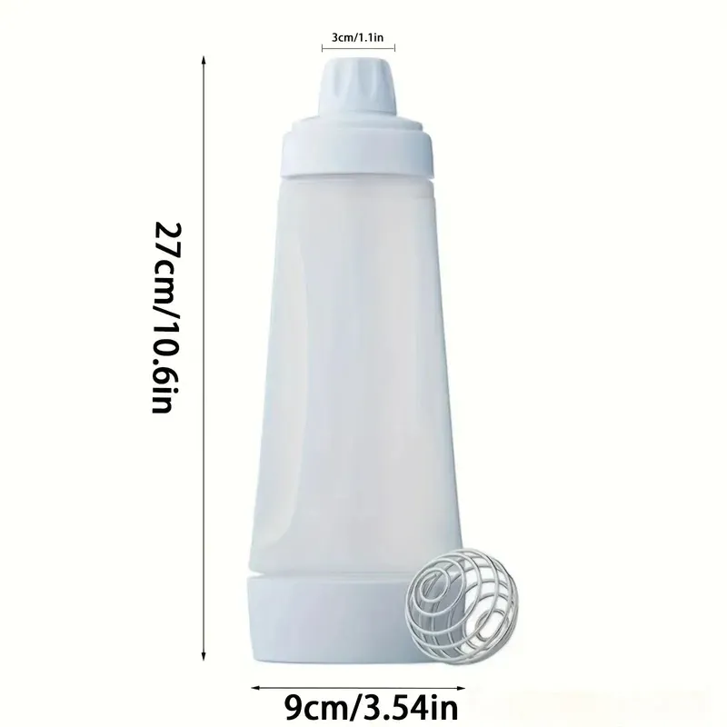 Bouteille mélangeuse pour pâte à crêpes avec boule mélangeuse intégrée et fouet métallique, distributeur manuel de pâte pour crêpes, cupcakes et muffins 6