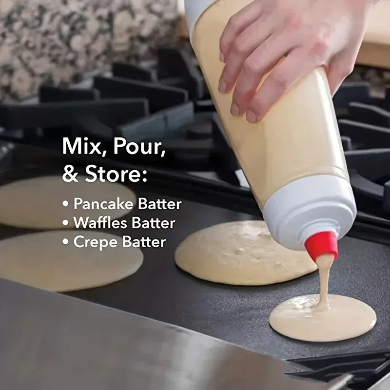 Bouteille mélangeuse pour pâte à crêpes, mise en situation