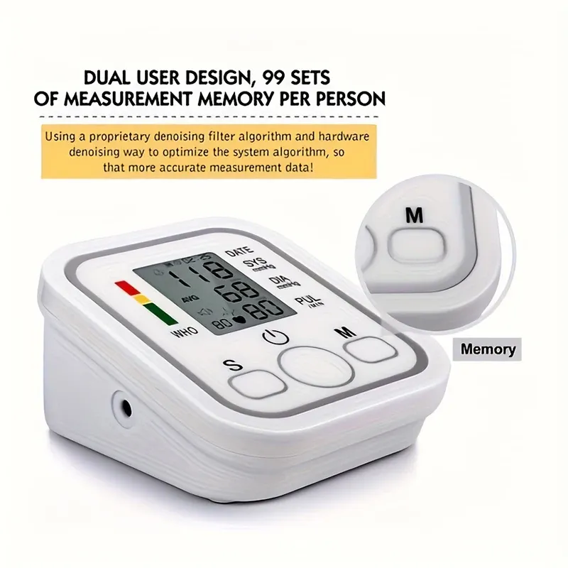 Tensiomètre médical automatique au bras à écran LED avec brassard réglable pour adulte 3