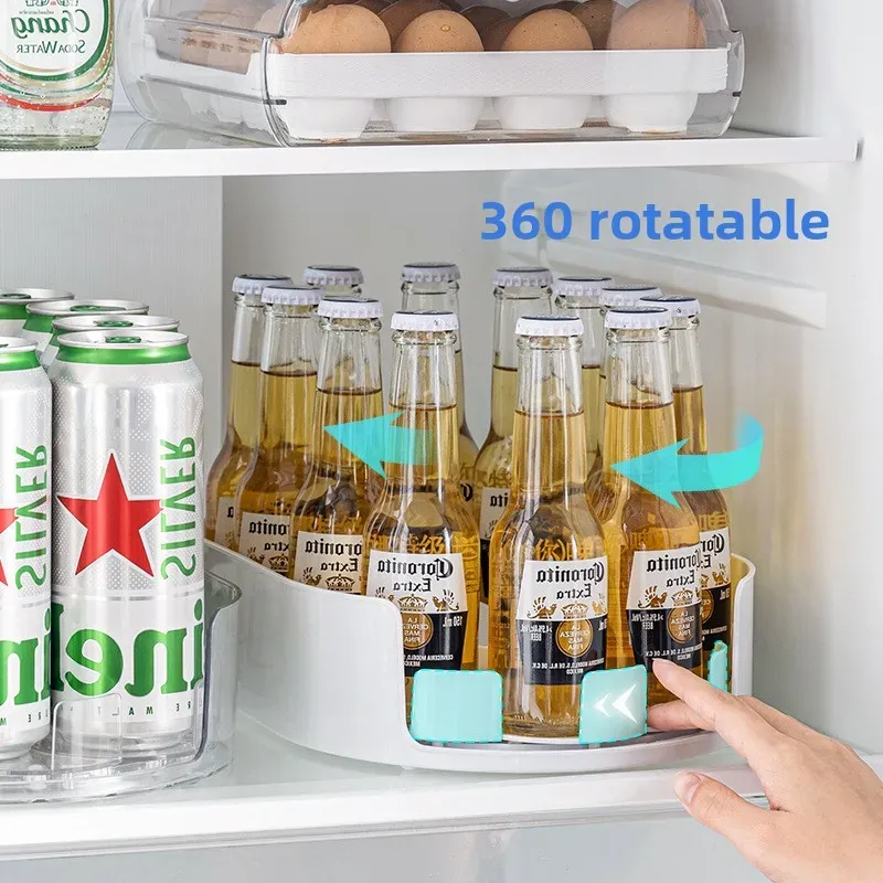 Bac de rangement rotatif à 360 degrés pour réfrigérateur, organisateur multifonctionnel pour épices et boissons, plateau simple pour plan de travail de cuisine - Image 1